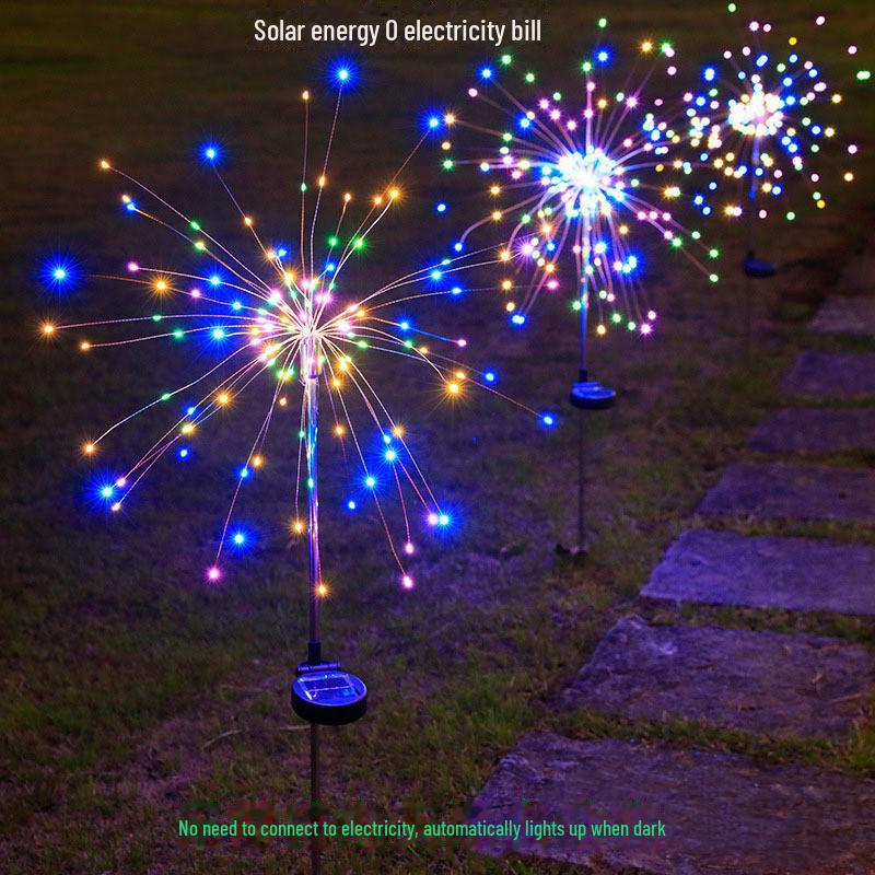 LED Solar Fireworks Garden Lights: Decorative Outdoor Atmosphere Lighting for Yard, Balcony, or Lawn.