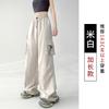 American wide-leg paratrooper overalls women's summer high-waisted mountaineering sports pants loose retro casual charging paper bag pants