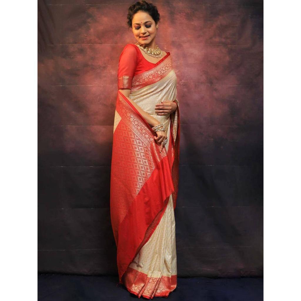 Premium Royal Lichi Silk Saree – Rich Pallu with Designer Brocade Blouse