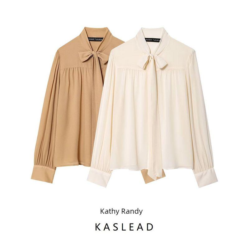 Kaslead New Women Clothes Western Style Versitile Fashion Bow Collar Chiffon Top 1304752