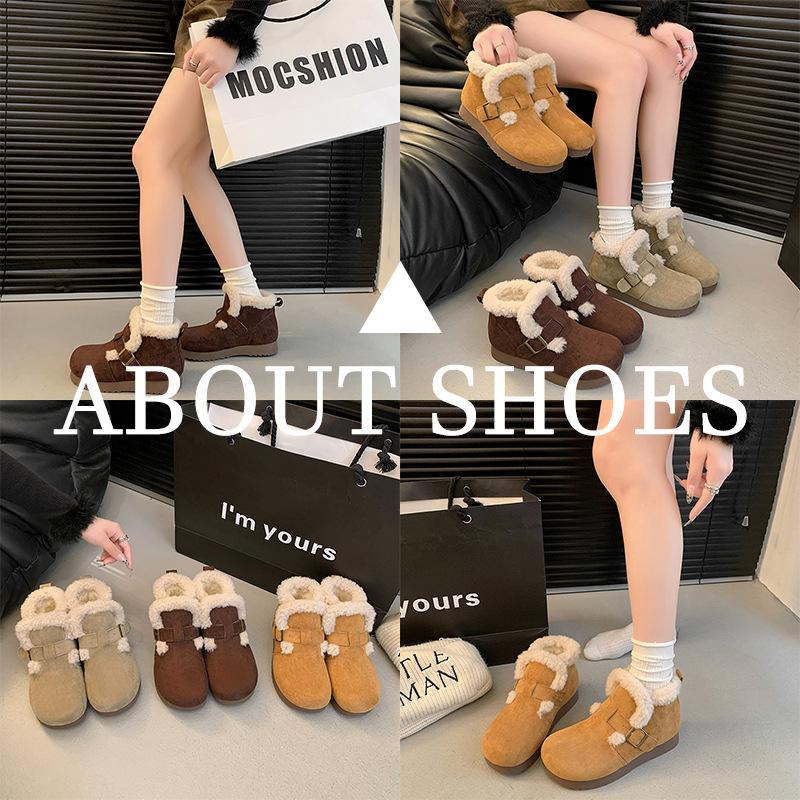 Women's Warm Snow Boots Casual Faux Suede Short Booties With Faux Fur Lining Anti-Slip Comfort Winter Fleece Lined Walking Ankle Boots Shoes for Women