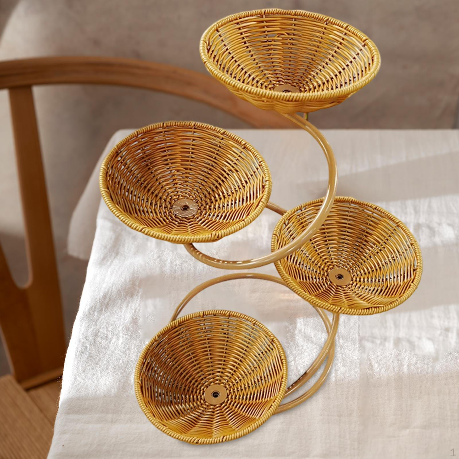 

Fruit Vegetable Basket Weaving Storage Rack for Kitchen Counter Farmhouse Sturdy Round Decorative