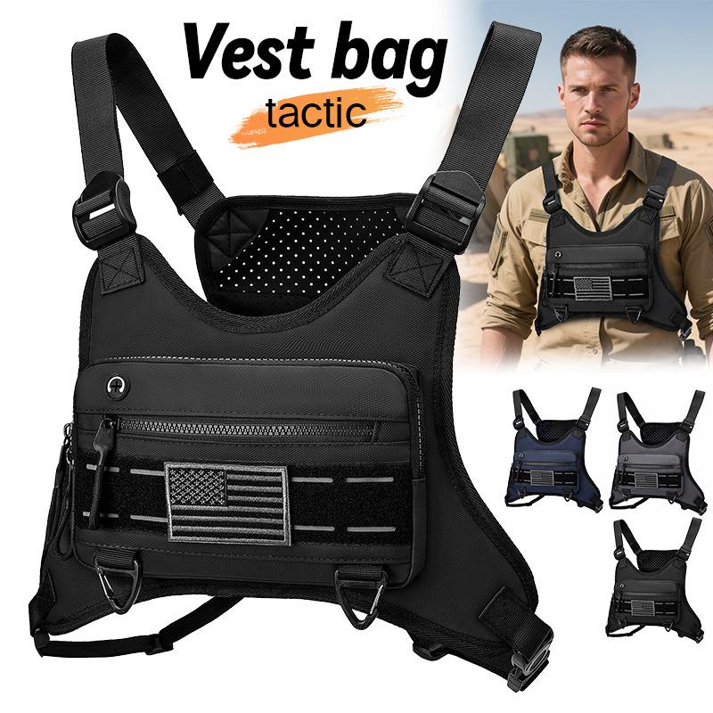 Men's Casual Cycling & Hiking Chest Bag - Functional Vest Bag for Running & Fitness