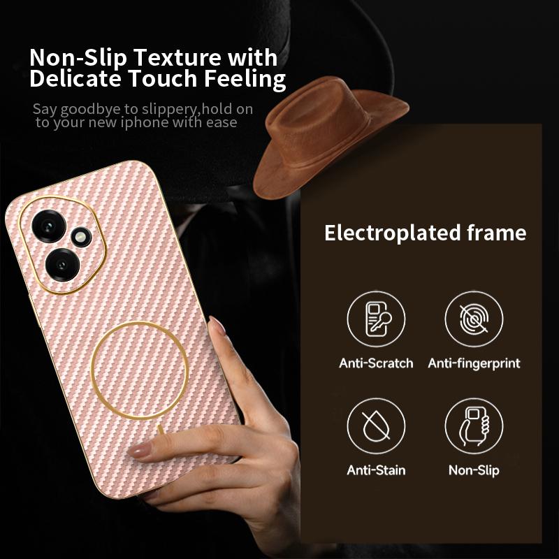 Pro Honor 400 5G (Globální) Pouzdro na telefon Texturovaný elektroplátovaný TPU zadní kryt s karbonovým vláknem