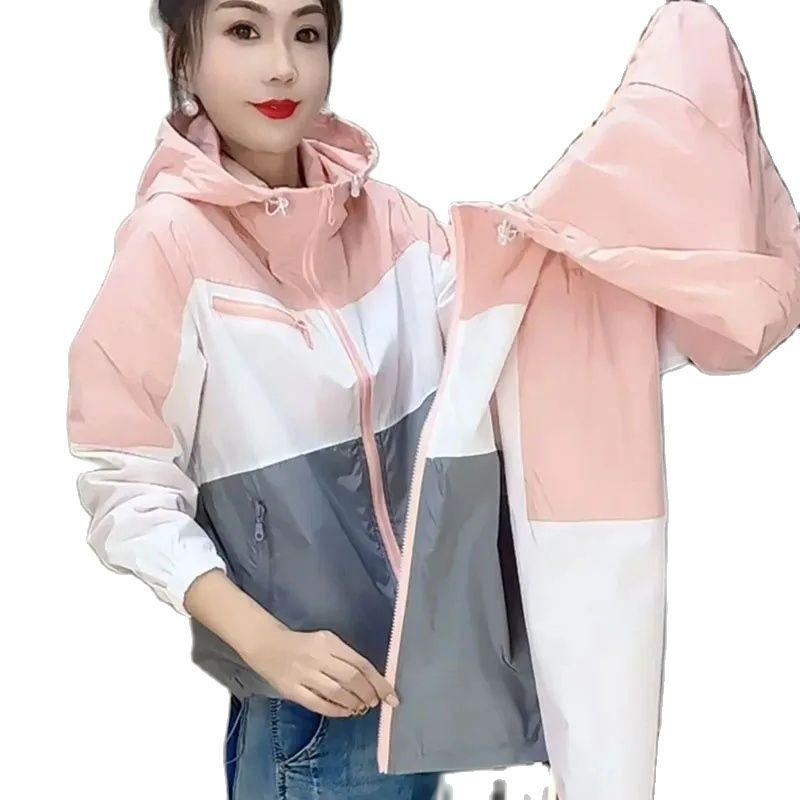 Women Sun Protection Jacket European Women Spring Autumn Slim Fit And Versatile Hooded Short Style Sprinter Jacket Tops
