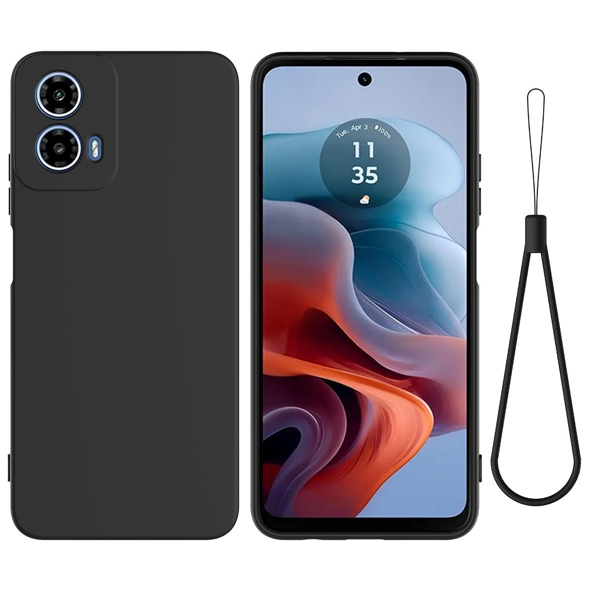 

For Motorola Moto G45 5G Case Liquid Silicone Anti-Scratch Phone Cover with Hand Strap A