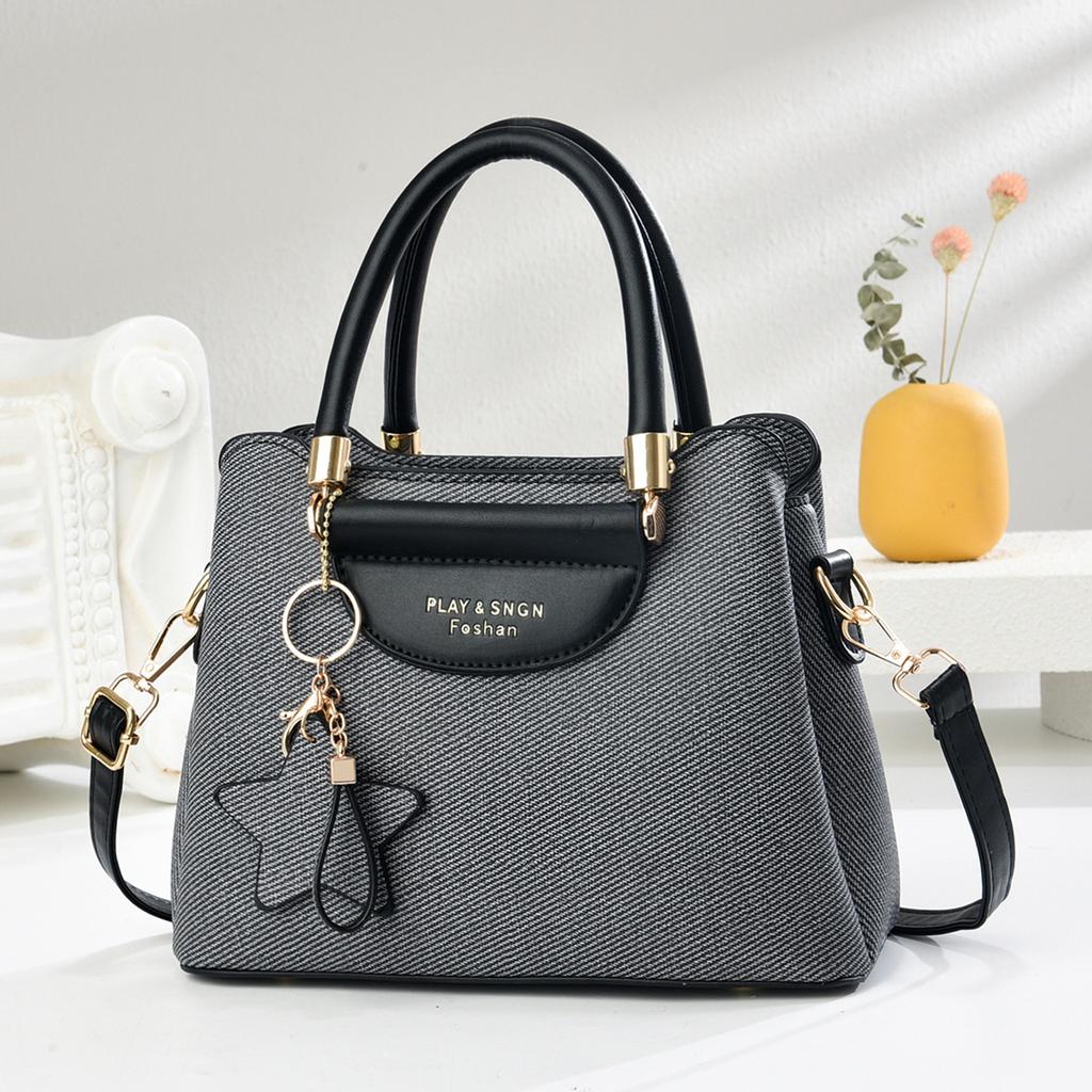 New Fashion Canvas Texture High-value Handbag Multi-layer Large Capacity Fashionable Shoulder Bag Versatile Women's Bag