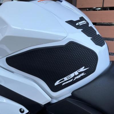 Motorcycle Tank Pad Anti-Slip Tank Pad Protective Sticker Side Tank Pad Traction Pad for 2017-2023 Honda CBR250RR (White with CBR250RR Logo)