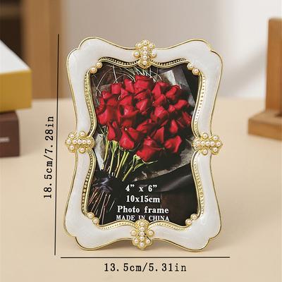 1Pc American Style Gold and White Pearl Photo Frame Home Studio Decoration 6 Inch 7 Inch 10 Inch Desktop Table High-end