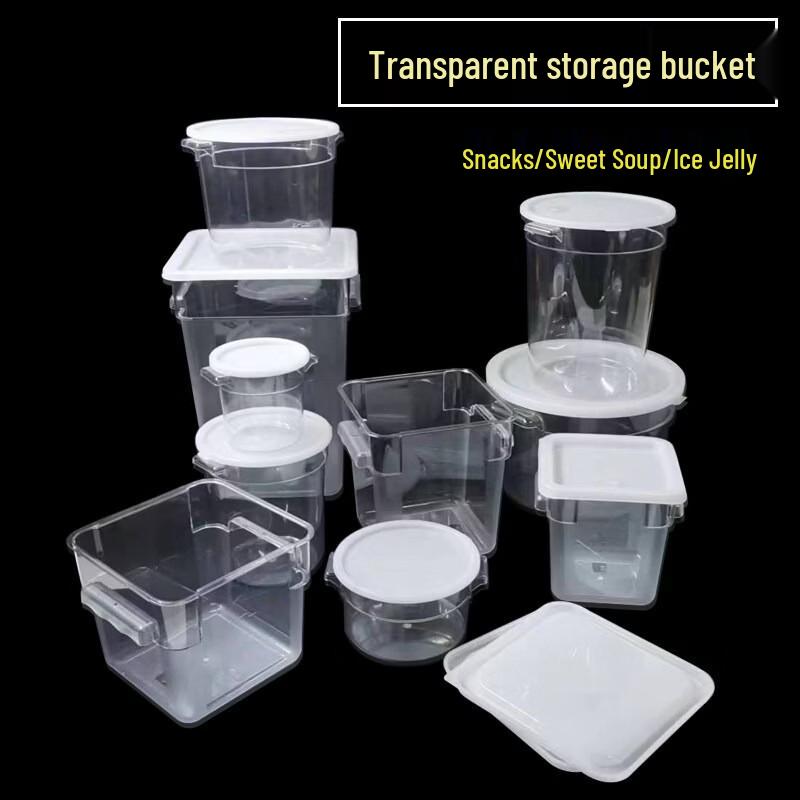 Transparent Plastic Square Storage Bucket with Lid