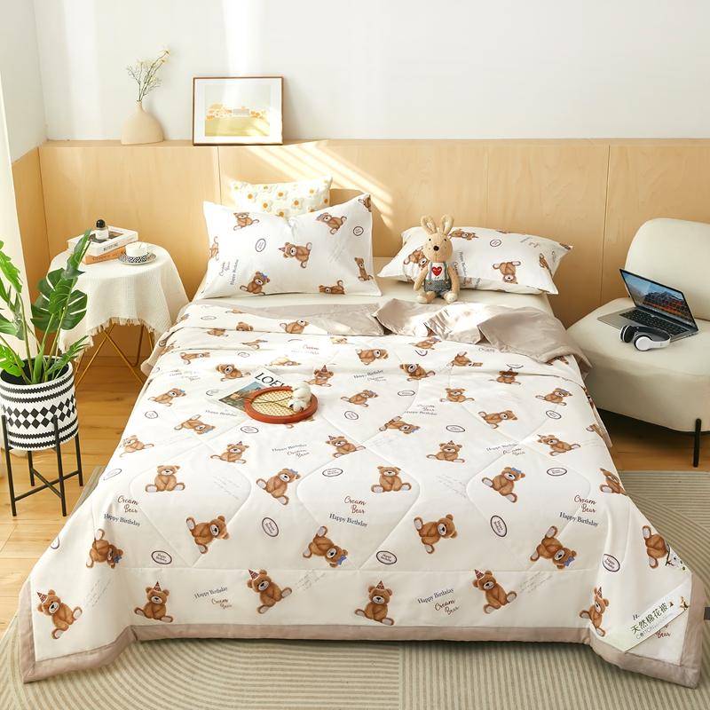 Cartoon Dinosaur Summer Quilt 100% Cotton Skin-friendly Breathable Air Conditioning Quilt Travel Camping Thin Blanket Washable