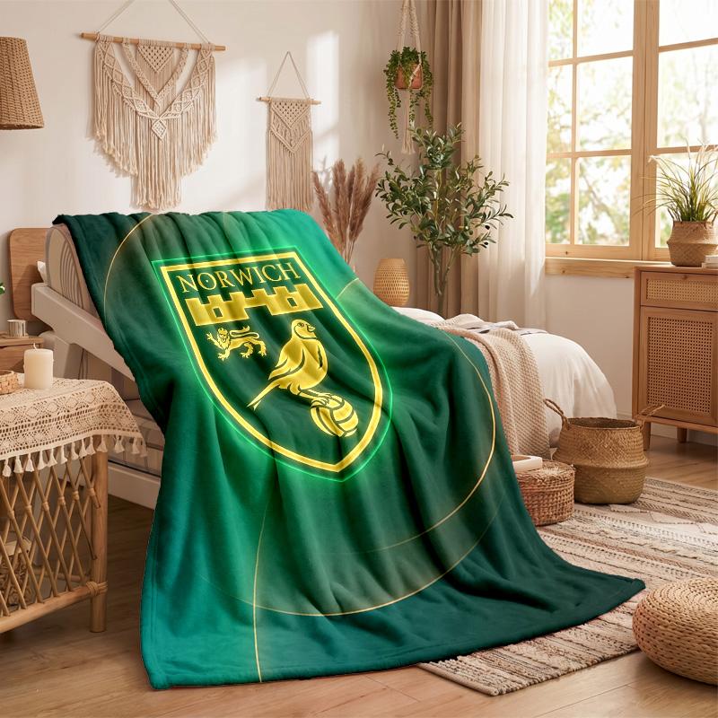 Coperta in Flanella con Stampa del Norwich City Football Morbida Calda Coperta da Divano Letto per Casa Ufficio Camera da Letto