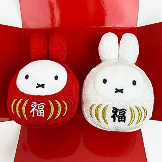 Sekiguchi Dick Bruna Miffy Miffy Lucky Daruma Red and White Set Plush Toy
