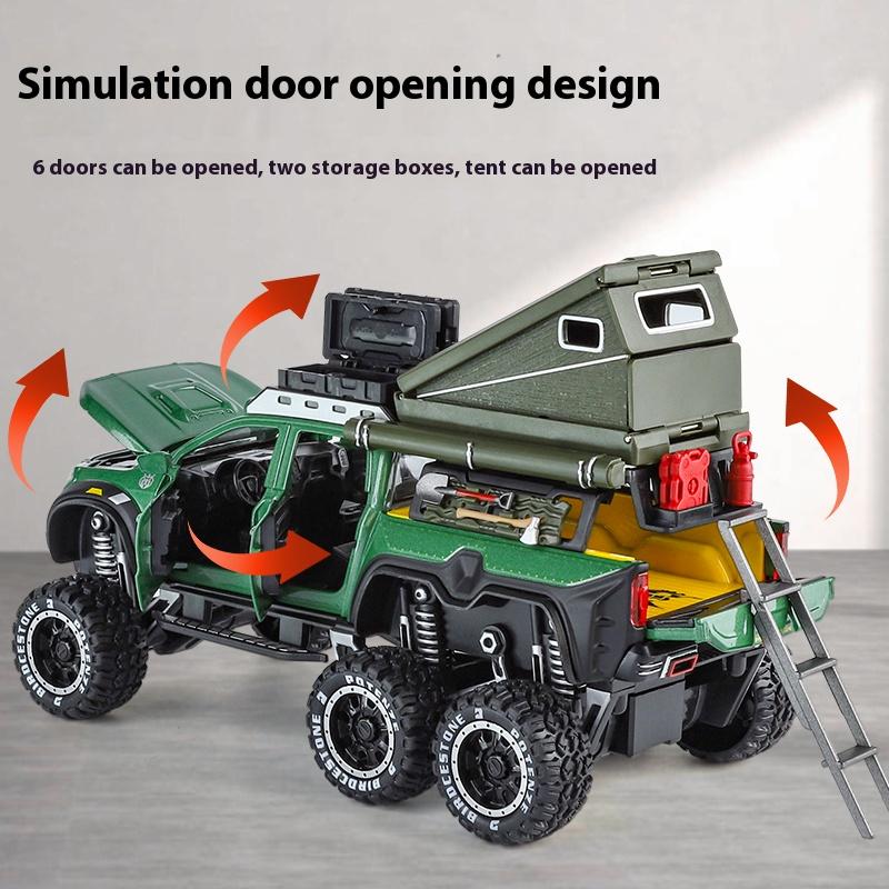 1/28 Scale Mercedes Benz X-Class Exy 6X6 Campervan Off Road Van Alloy Diecast Model Car Trendy Home Furnishings Holiday Gifts for Boys