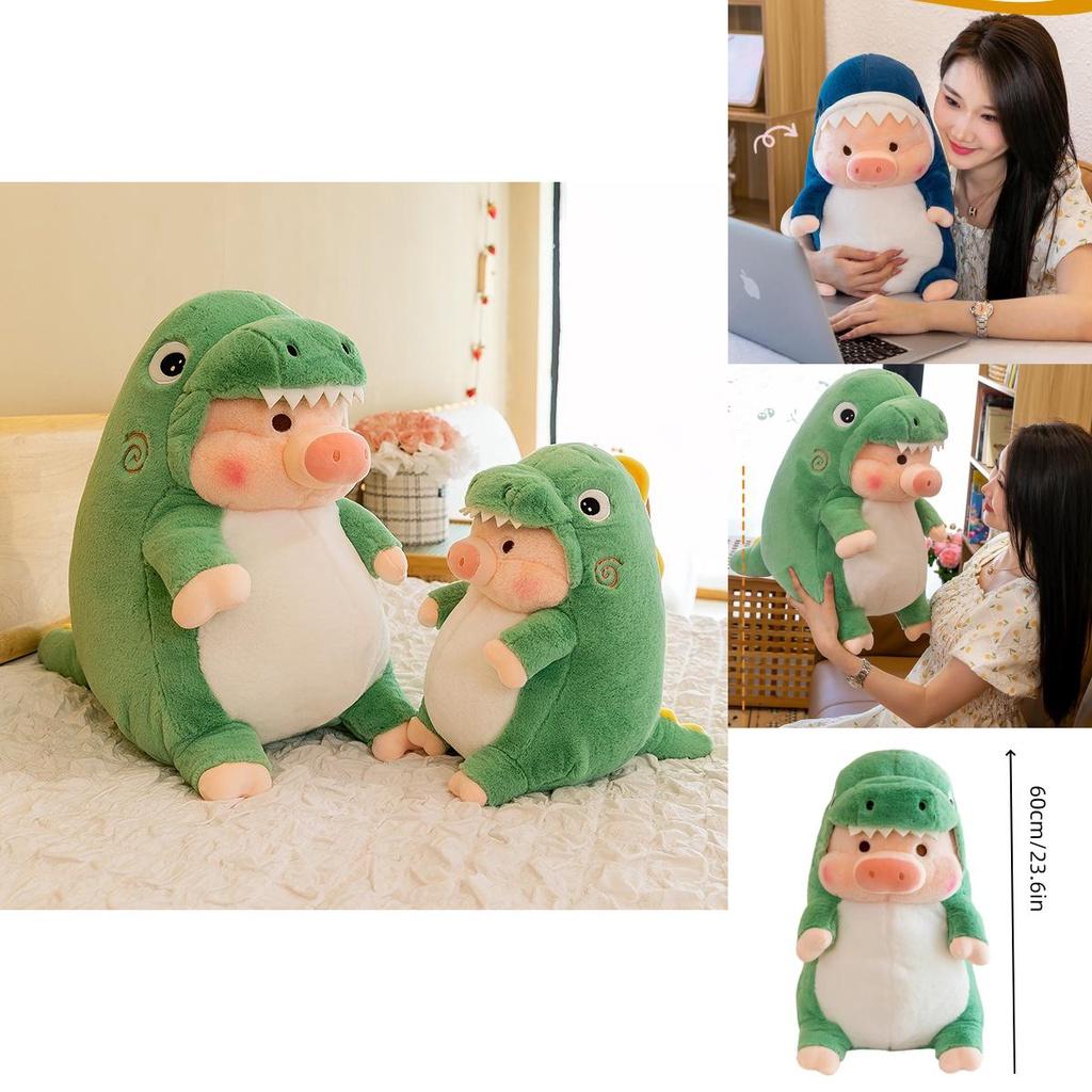 Cute Dinosaur And Shark Pig Plush Toy Pillow For Kids, Girls Large Stuffed Animal Doll Gift