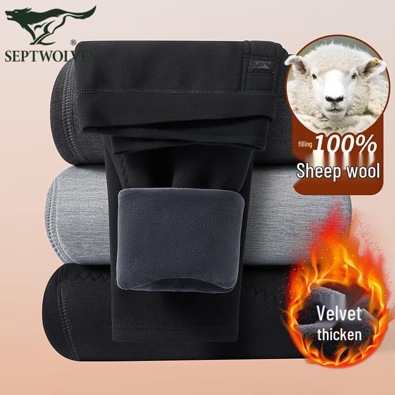 

Septwolves Men s Wool-Filled Fleece Thermal Pants with Knee & High Waist Support 3XL (185cm, 170-190lbs)
