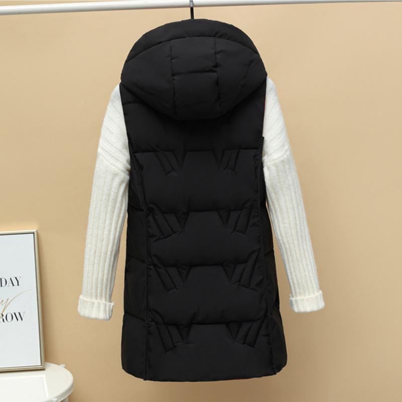 Fashion Thickened Slim-fit Hooded Vest Warm Cotton Autumn and Winter Women's Vest Double-sided Jacket