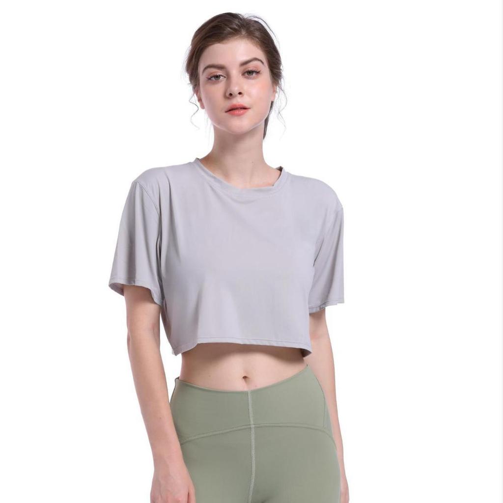 Women's Summer Cool Feeling Yoga Short Sleeve Quick Dry Casual Loose Fitness Outdoor Running Sports T-shirt