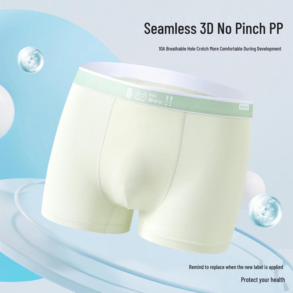Teen Boys' Antibacterial Breathable Cotton Boxer Briefs for Adolescent Development