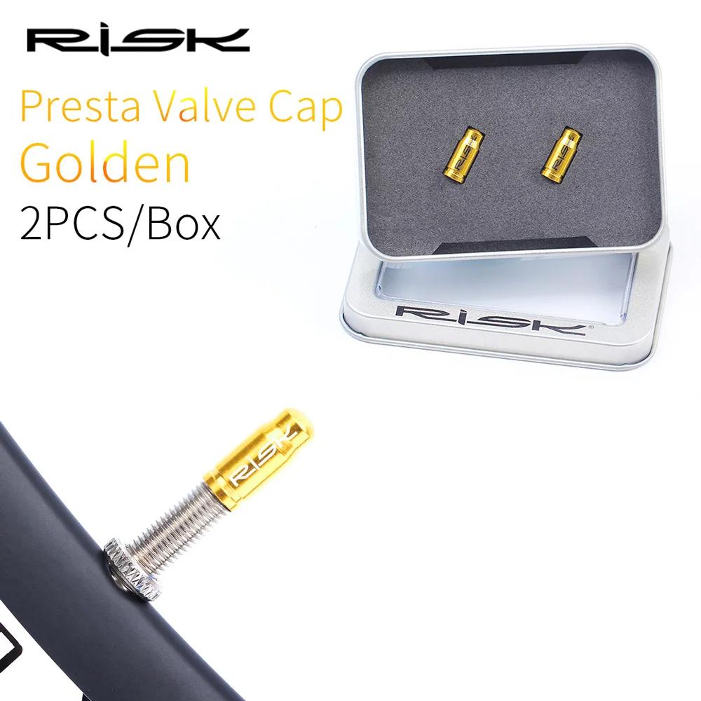 RISK Titanium Alloy Bike Valve Cap Presta Schrader Nozzle Valve Core Cap MTB Road Bicycle Tire Valve Stem Covers Dustproof Presta Gold