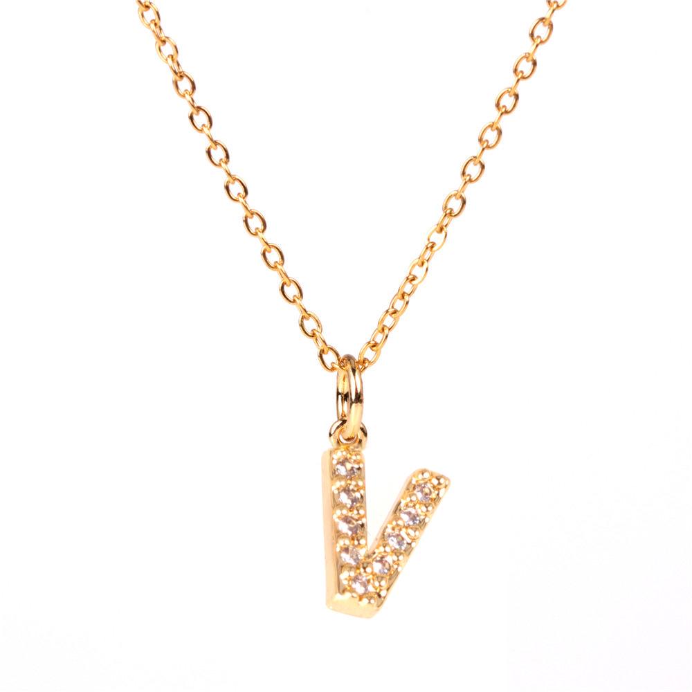 New Diamond Clavicle Necklace with 26 Alphabet Pendants - Stylish European and American Jewelry