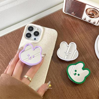 INS Cute Rabbit Mirror Phone Griptok Grip Tok Holder Ring Gift For iPhone Accessories Korean Lovely Foldable Phone Stand Holder