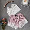Women's Lace Pajama Set Export Sexy Elegant Pullover Lace Sleeveless Lace Suspenders Pajamas