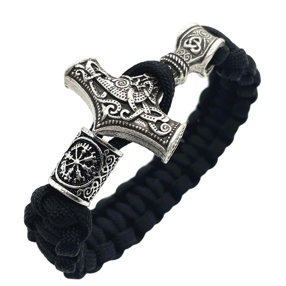 Nostalgia Thor Hammer Viking Bracelet Rune Charms Bead Jewelry For Women Men Norse Vikingo Bangle Dropship