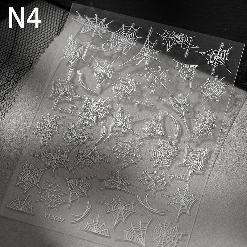 1 Sheet 3D Spider Self Adhesive Nail Art Stickers Spider Web Nail Art Decals For Manicure Decorations