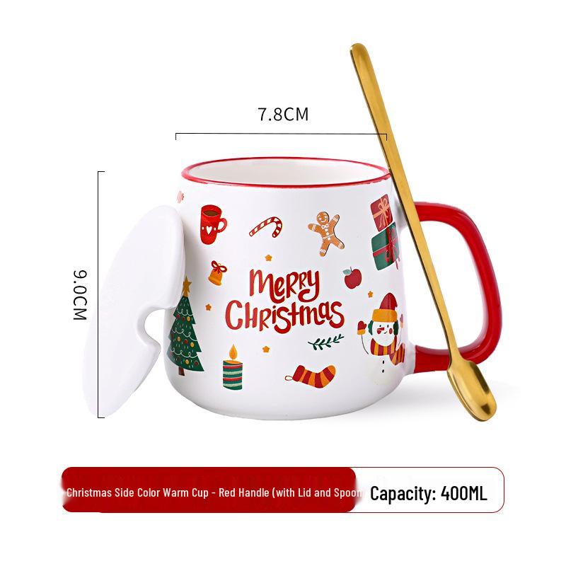 Personalized Christmas Ceramic Mug with Lid and Spoon - Creative Cartoon Design, Perfect for Halloween Gifts