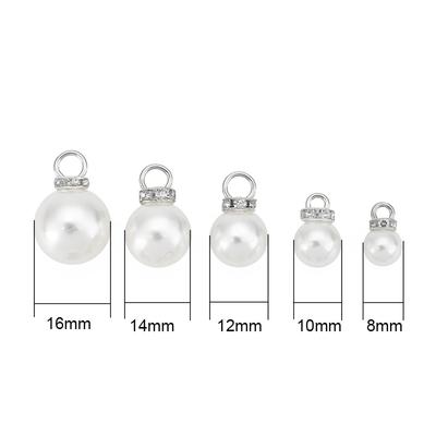 20st 8 10 12 14 16 mm Imitationspärlor Örhängeberlocker Kristallpärlor Halsbandshängen för Armbandstillbehör Smyckestillverkning
