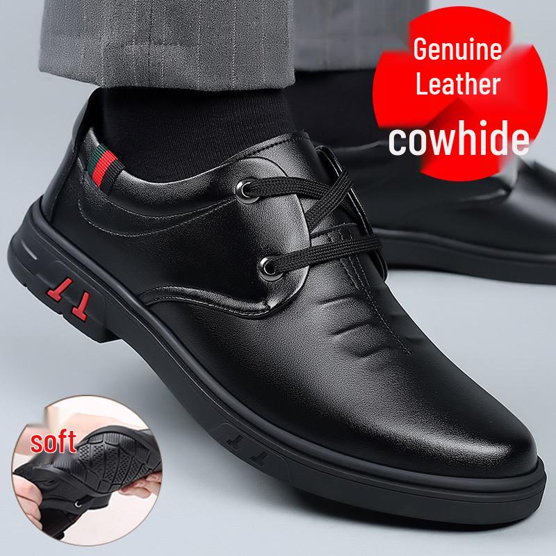 

Woodpecker Men s Spring Leather Soft Sole Business Casual Height-Increasing Shoes for Middle-Aged 41