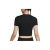 Nike Top Corto Monocolore Girocollo Manica Corta Maglietta Top da Donna Nero FB2874-010