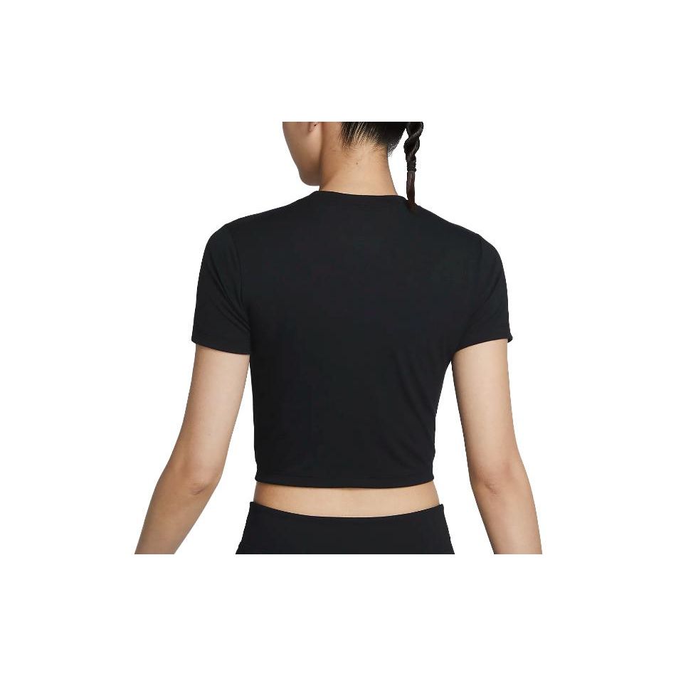 Nike Top Corto Monocolore Girocollo Manica Corta Maglietta Top da Donna Nero FB2874-010