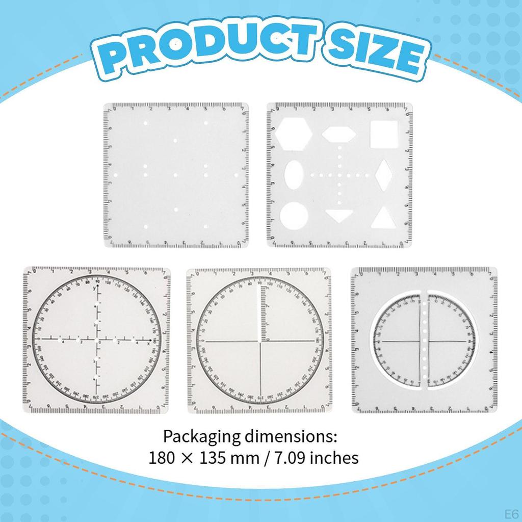 Geometric Drawing Stencil Ruler Measuring Template Mathematics Made of PVC