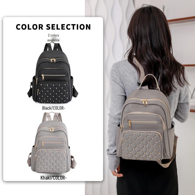 Korean Style Women's Large Capacity Diamond Pattern Backpack