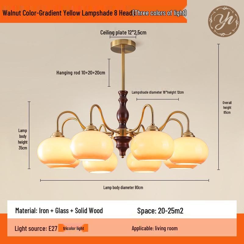 Wabi-Sabi Vintage Persimmon Pendant Light - Retro Solid Wood Eye-Protecting Fixture for Living Room, Study, Bedroom