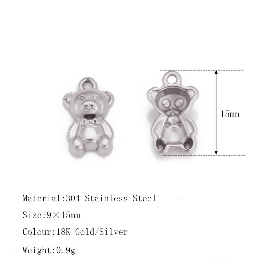 3Pcs Cute Small Bear/Luckly Clover/Heart/Sun Flower Charms PVD Plated Gold Pendants DIY Necklace Bracelet Earring Jewelry Making