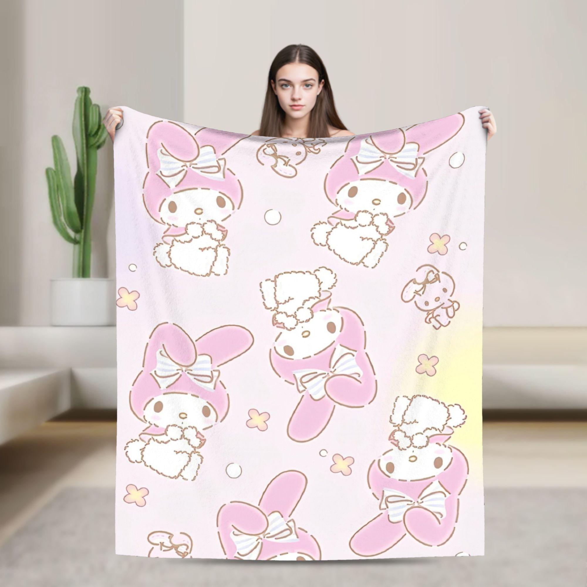 

Kawaii My Melody Blanket Flannel Spring/Autumn Anime Multifunction Warm Throw Blanket for Sofa Car Rug Piece 75x90cm