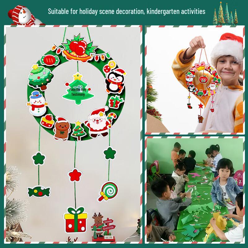 Kids' DIY Cartoon Christmas Wreath Craft Kit