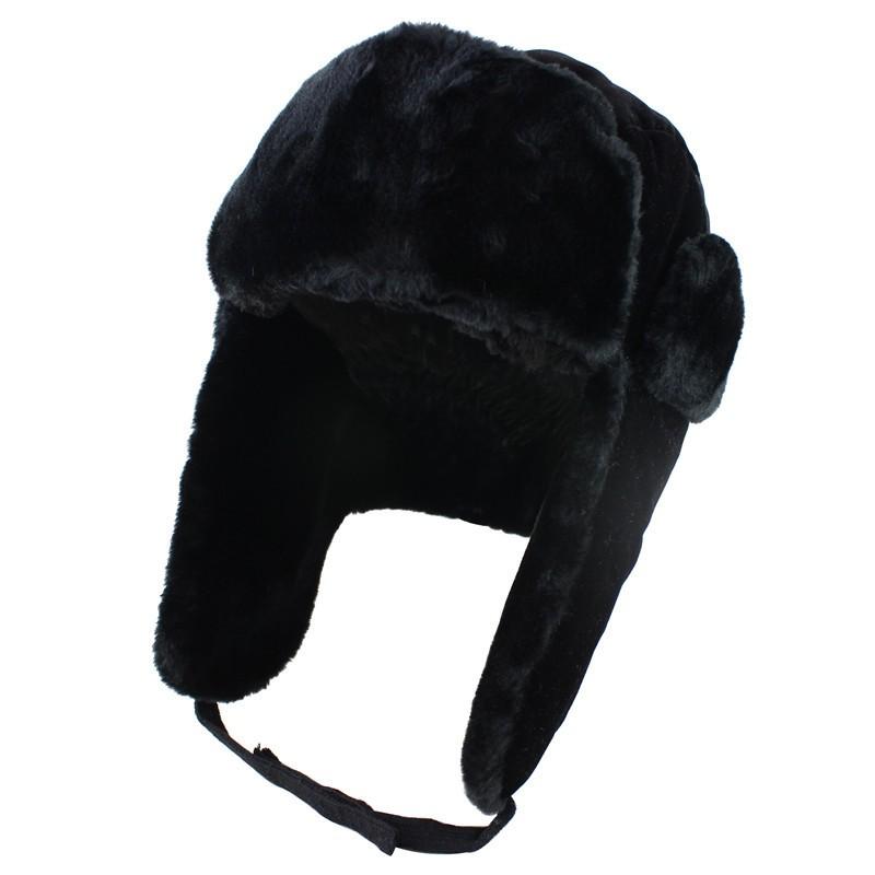 Winter Fleece Lined Russian-Style Trooper Hat With Ear Flaps Windproof Warm Outdoor Cap Men Women
