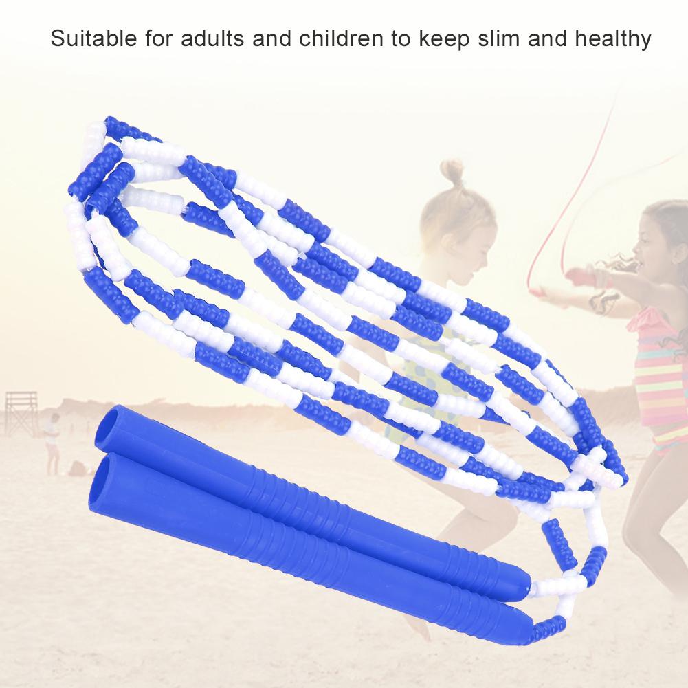 Beaded Segmented Jump Rope Adults Children Sports Exercise Skipping Rope (Blue   White)