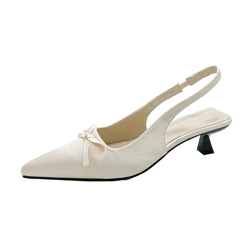 Fashion 2025 New Summer French Wine Patent Leather Mid-heel Overhead Sandals for Women Retro Skinny Heel Back Empty Shoes