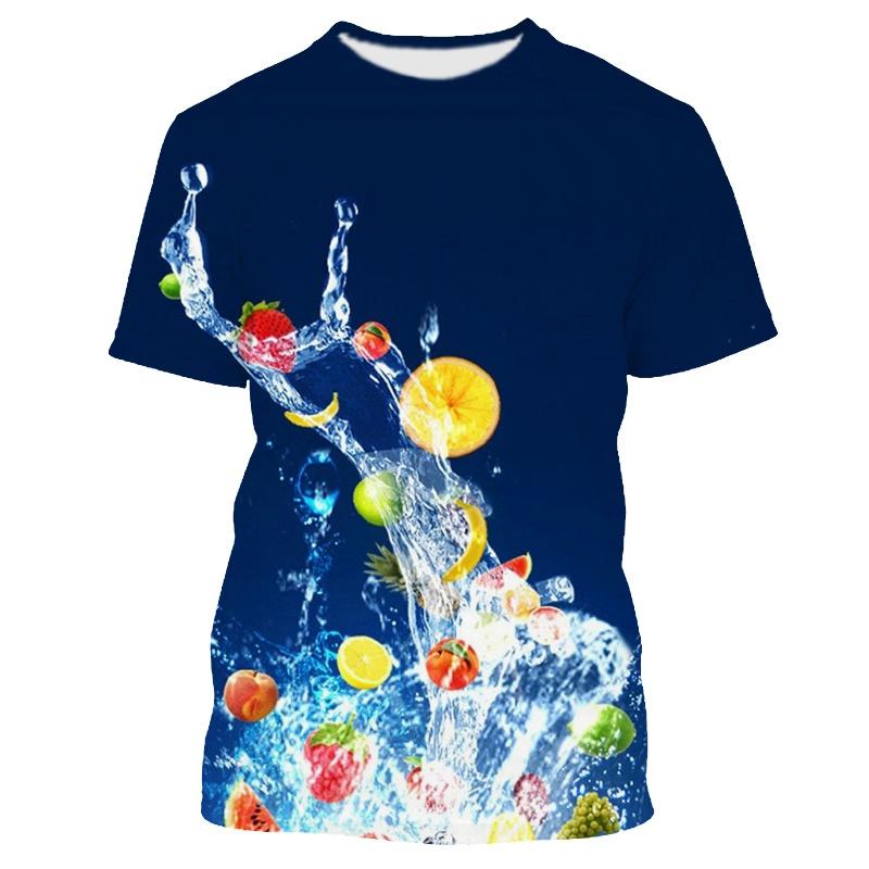 Früchte Beeren Muster Herren T-Shirt Lässig Herren Weich Locker Kurzarm Kleidung Modisch Streetwear Lustig Rundhals Oberteile