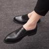 Men's Slip-On Pointed Toe Leather Brogues - Spring/Autumn British Style Business Shoes for Youthful Hairdressers
