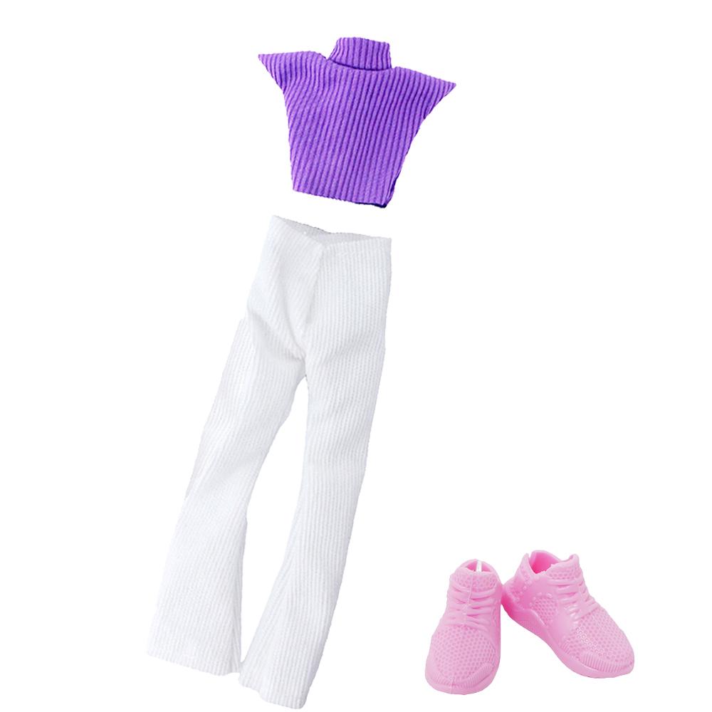 2 Pcs/Set Fashion Doll Clothes Daily Wear Tops Pants Mini Dress Gown with High Heels Shoes Sport Boots