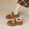 Thick-soled women's fleece retro single shoes lace-up winter warm cotton shoes