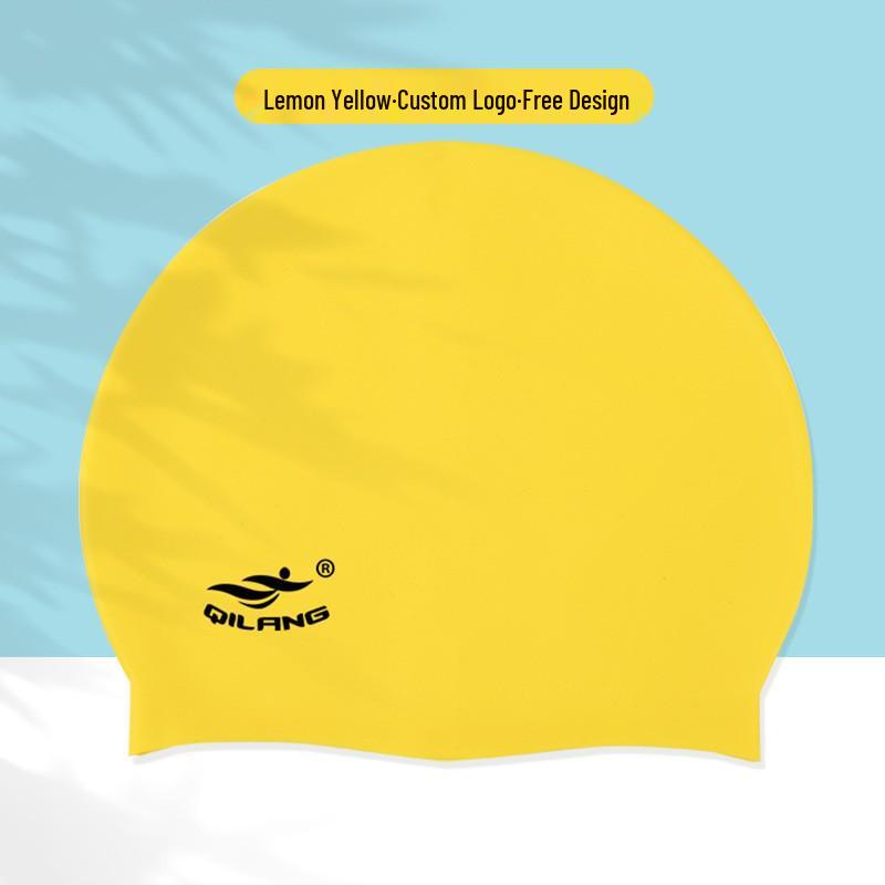 Qilang Waterproof Silicone Swim Cap for Adults & Kids - 50g, Long Hair Compatible, Custom Logo Available