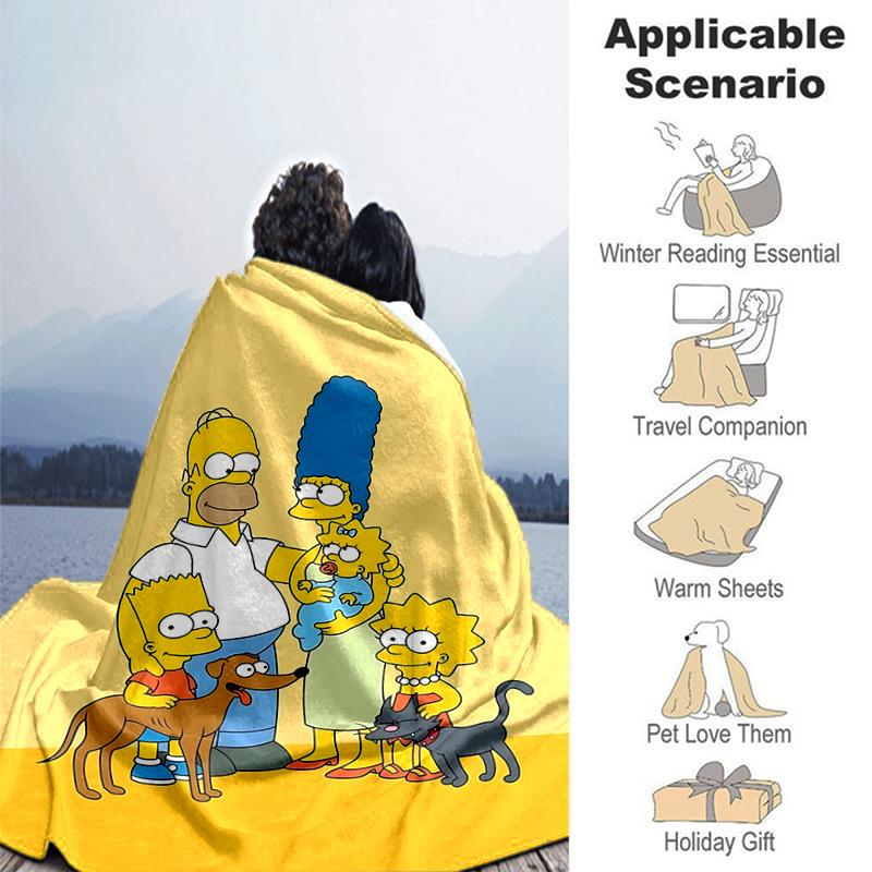 1Pc Simpson Family Portrait Blanket Soft And Comfortable Casual Warm Camping Travel Christmas Halloween Gift M921865