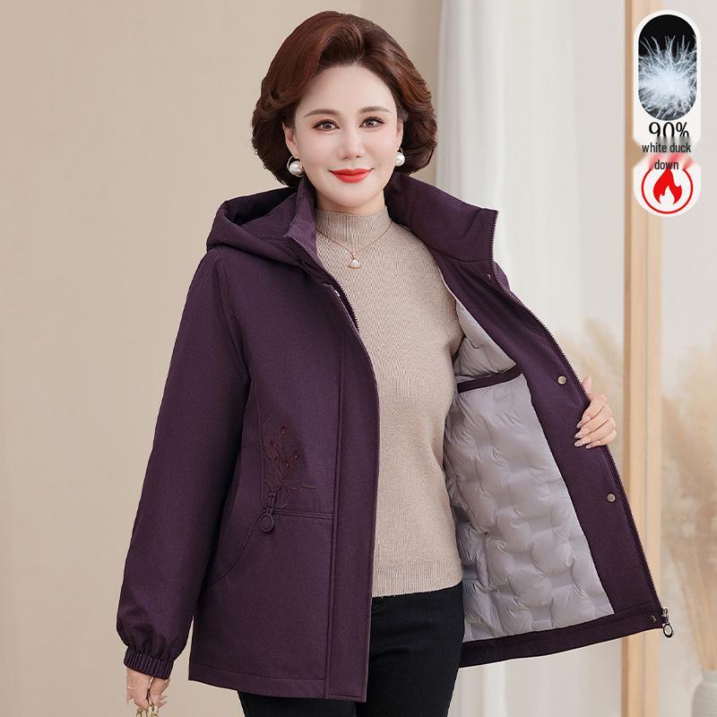 

Women s Hooded Down Jacket - 2025 New Style for Moms, Warm Winter Coat, Solid Color, Suitable for Mid-Aged and Elderly. 3XL (110-125 Jin)